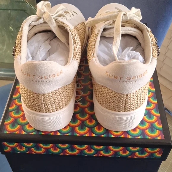 Kurt Geiger Cream Lace-Up Sneakers - Picture 3 of 5